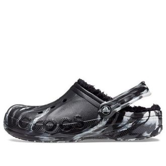 Μαρμάρινα τσόκαρα με επένδυση Crocs Baya “Black Silver” 208333-0C4