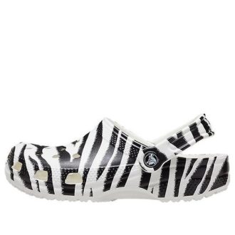 Crocs Classic Clog animal Printing Σανδάλια παραλίας Μαύρα Λευκά 206676-1DE