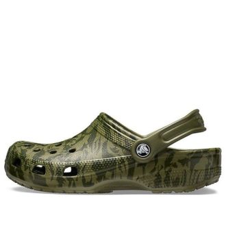 Crocs Classic Clog Camouflage Printing Beach Army Green Sindals 206454-309