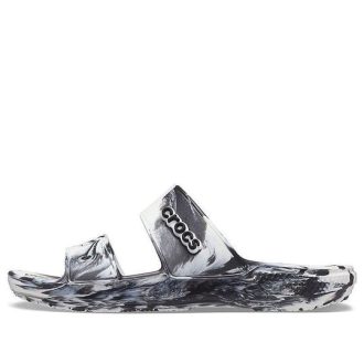 Crocs Classic Clog Μαρμάρινες Αθλητικές Παντόφλες Παραλίας Unisex Λευκό Μαύρο 207701-103
