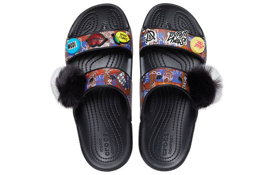 Crocs Classic μαλακή σόλα Cozy Flat Heel Αθλητικές Παντόφλες Unisex Μαύρες 207403-001 Crocs Classic μαλακή σόλα Cozy Flat Heel Αθλητικές Παντόφλες Unisex Μαύρες 207403-001
