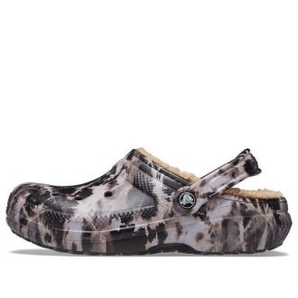 Crocs Classic Lined Bleach Dye Clogs “Black White Beige” 207299-001