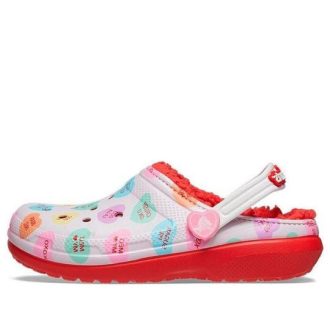 Crocs (GS) Classic Lined Eleved Sweethearts Clogs “Red White” 207738-119