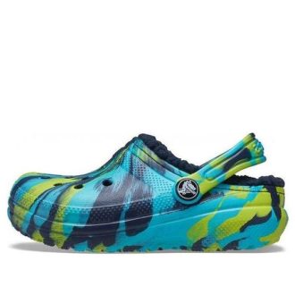 Crocs (GS) Classic Lined Marble Clogs “Blue Tie Dye” 207238-4HQ