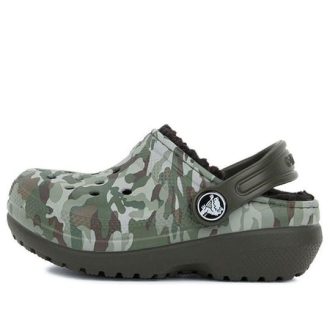 Crocs (GS) Καμουφλάζ εμπριμέ τσόκαρα με στρογγυλά δάχτυλα “Green Brown” 204817-3R3