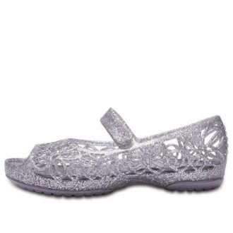 Crocs (GS) Isabella Glitter Peep Toe Σανδάλια “Ασημί” 202602-040
