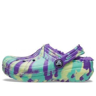 Crocs (GS) Κλασικά μαρμάρινα τσόκαρα με επένδυση “Neon Purple Multi” 207238-573