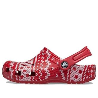 Crocs (GS) Κλασικό γιορτινό πουλόβερ τσόκαρα “Red White” 209221-90H