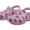 Crocs (PS) Κλασικό τσόκαμα με μοτίβο πεταλούδας Αθλητικά ροζ πέδιλα εξωτερικού χώρου με επίπεδη τακούνι 206414-6GD