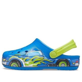 Αθλητικά μπλε πέδιλα Crocs (PS) με αστεία σχέδια με επίπεδη τακούνι 207074-4JL