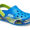 Αθλητικά μπλε πέδιλα Crocs (PS) με αστεία σχέδια με επίπεδη τακούνι 207074-4JL Αθλητικά μπλε πέδιλα Crocs (PS) με αστεία σχέδια με επίπεδη τακούνι 207074-4JL