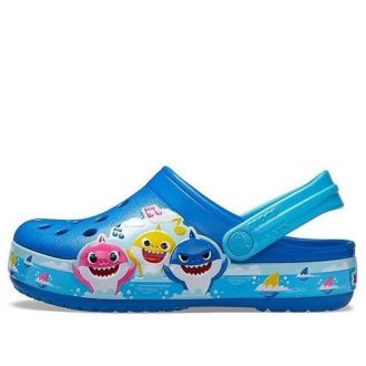 Crocs (PS) Funny Shark Small Crocs Outdoor Flat Heel Beach Sports Blue Sindals 206704-4JL