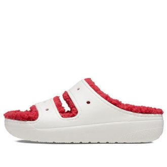 Crocs (WMNS) Classic Cozzzy Γιορτινό πουλόβερ Σανδάλι “White Red” 209227-90H
