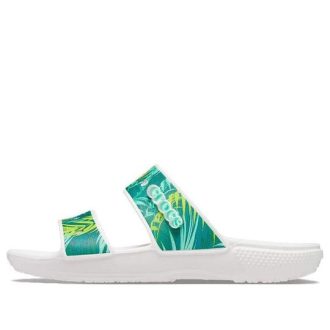 Crocs (WMNS) Classic Tropical Outdoor Flat Heel Sports Παντόφλες Λευκό Πράσινο 207183-94S