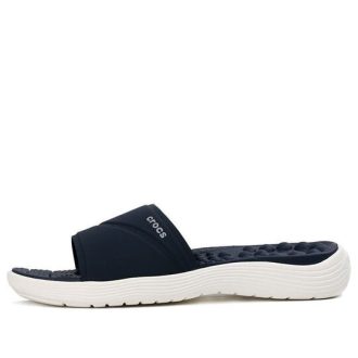 Παντόφλες Crocs (WMNS) Reviva ελαφριές, άνετες επίπεδες, casual βαθύ μπλε 205474-462