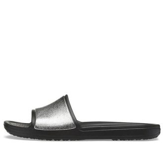 Crocs (WMNS) Sloane Shine Low Slide Flat Casual Μαύρες Ασημένιες Παντόφλες “Black Silver” 206921-001
