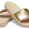 Παντόφλες Crocs (WMNS) Sloane Shine Low Slide Minimalistic Casual Flat καφέ χρυσό χρώμα “Brown Gold” 206921-212